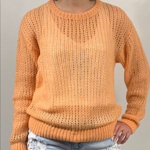 Free People Sherbet Crochet Knit Pullover Alpaca